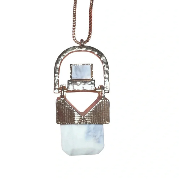 Charming Charlie Faux Marble Pendant Necklace 31” - Picture 3 of 6